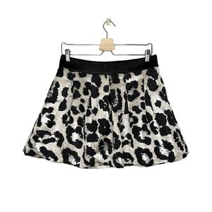 NWT Banana Republic Monogram Metallic Leopard Print Box Pleated Mini Skirt